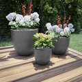 Pure Garden Pure Garden 50-LG1188 Fiber Clay Modern Tapered Planters; Gray - Set of 3 50-LG1188